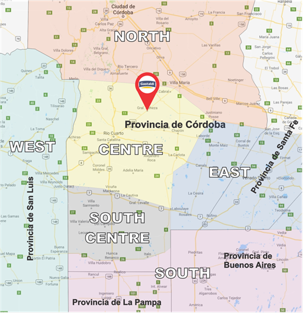Mapa de referencia de zonas productivas de maní